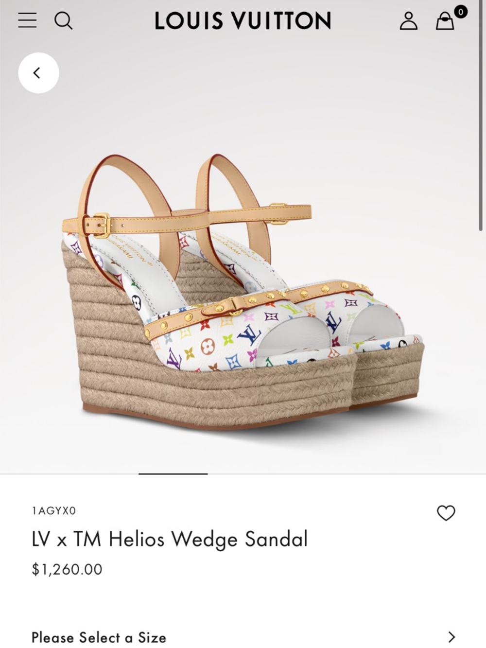 Louis Vuitton White Multicolor Monogram Helios Wedge Sandal